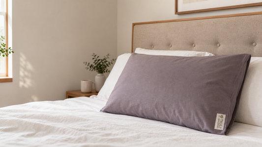 Grounding pillowcase with UK plug on bed