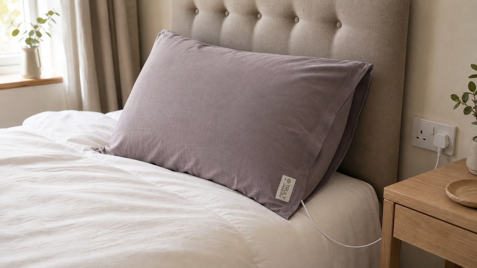 Close up of grounding pillowcase fabric